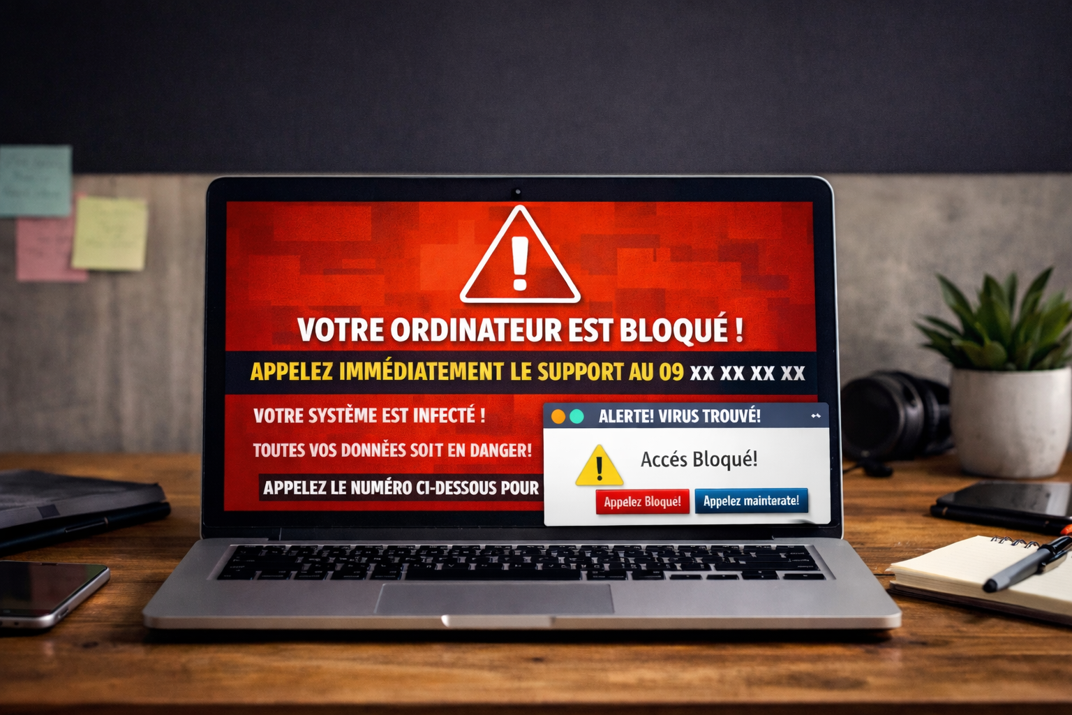 PC bloqué par un message d'alerte ? Comment éviter l'arnaque au faux support informatique